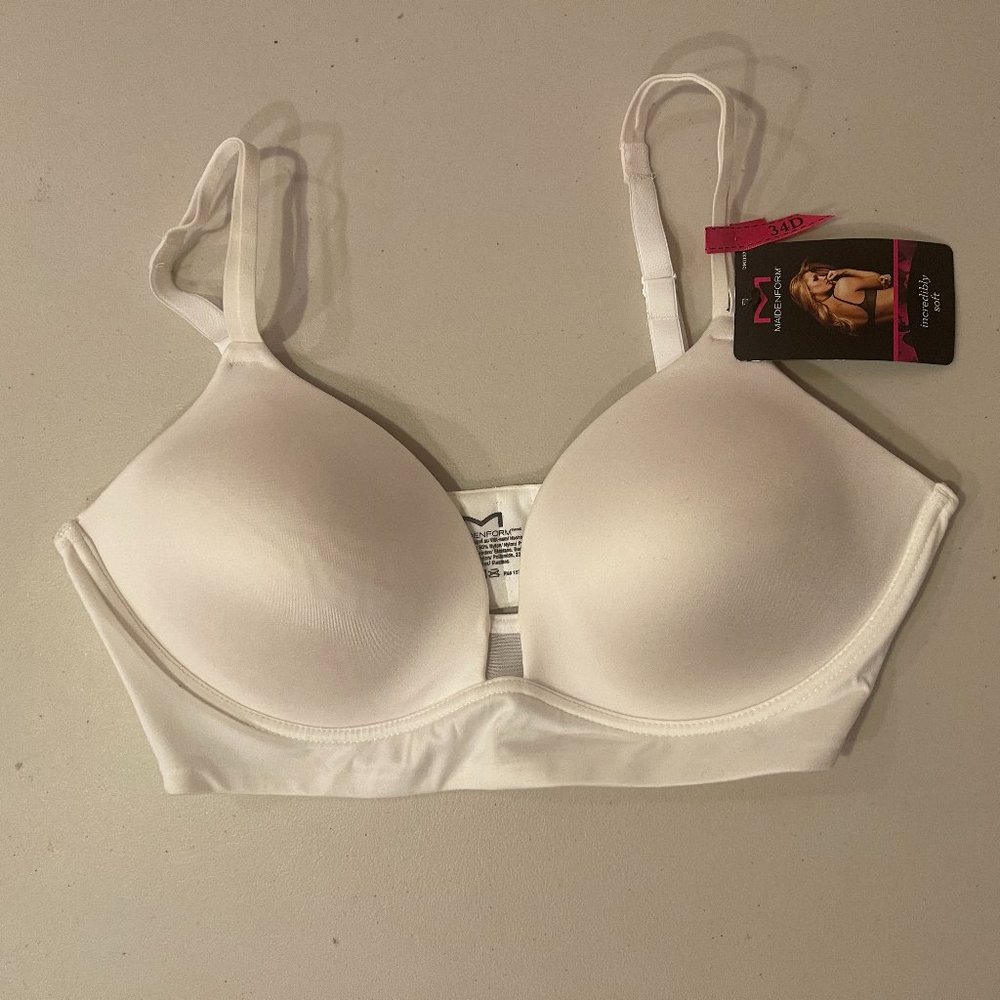 Maidenform Casual Comfort Mesh-Panel Bralette DM1137 34D White